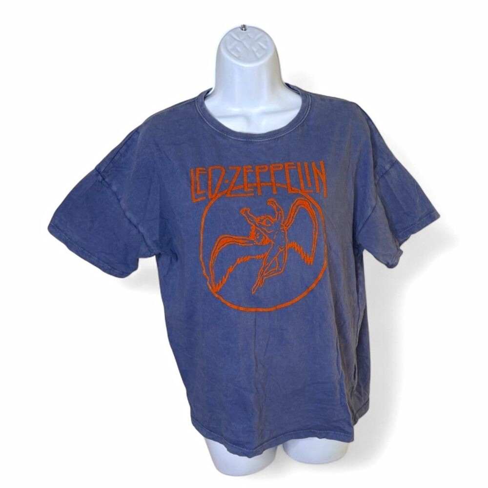 American Eagle Led Zeppelin Graphic Tee Blue Orange Oversized T-Shirt Size M